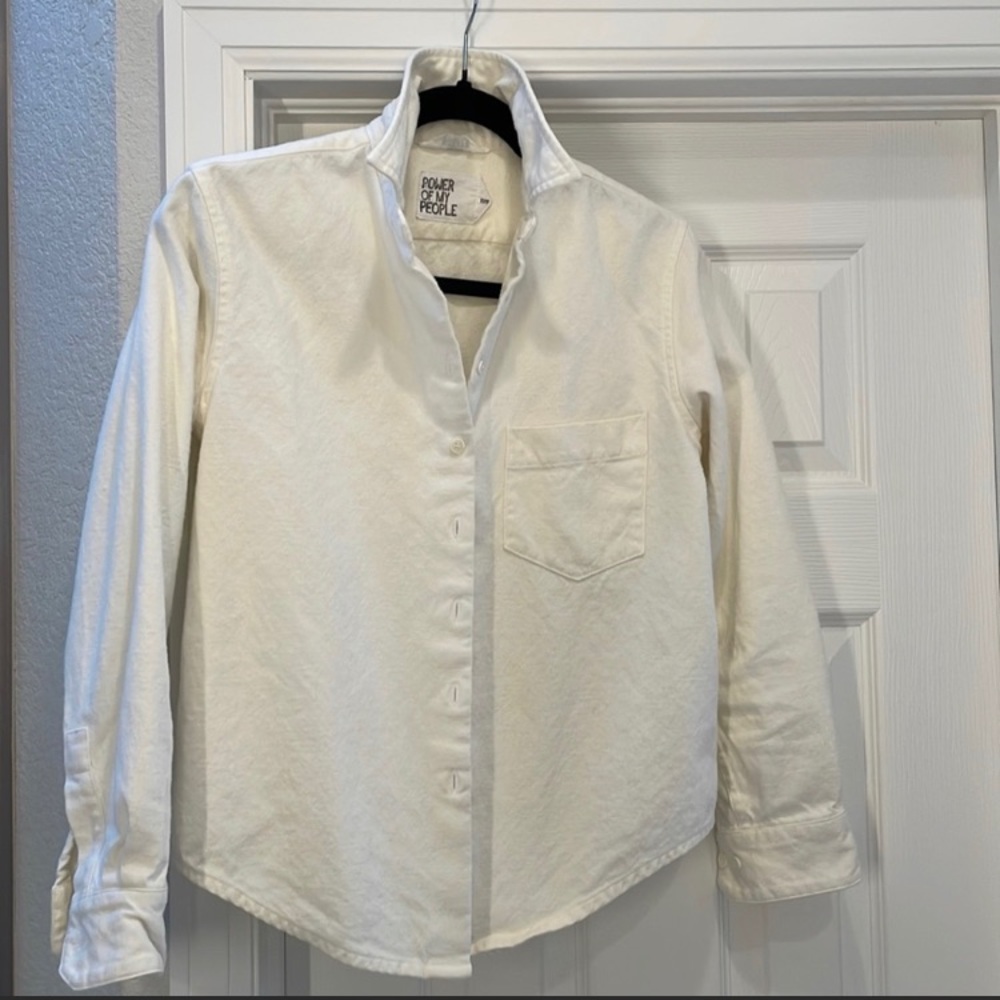 Power Of My People Women's White Button-Down Shirt
